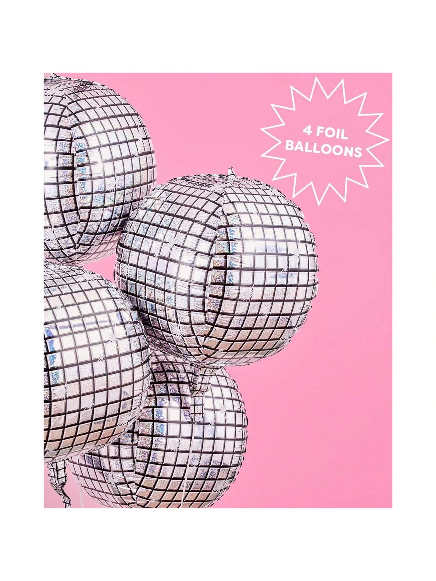 4pcs 22" Disco Ball Foil Balloons for Bachelorette & Birthday Party Decorations