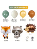 Woodland Animal Balloon Garland 137 pcs Sage Green Brown White Party Decor