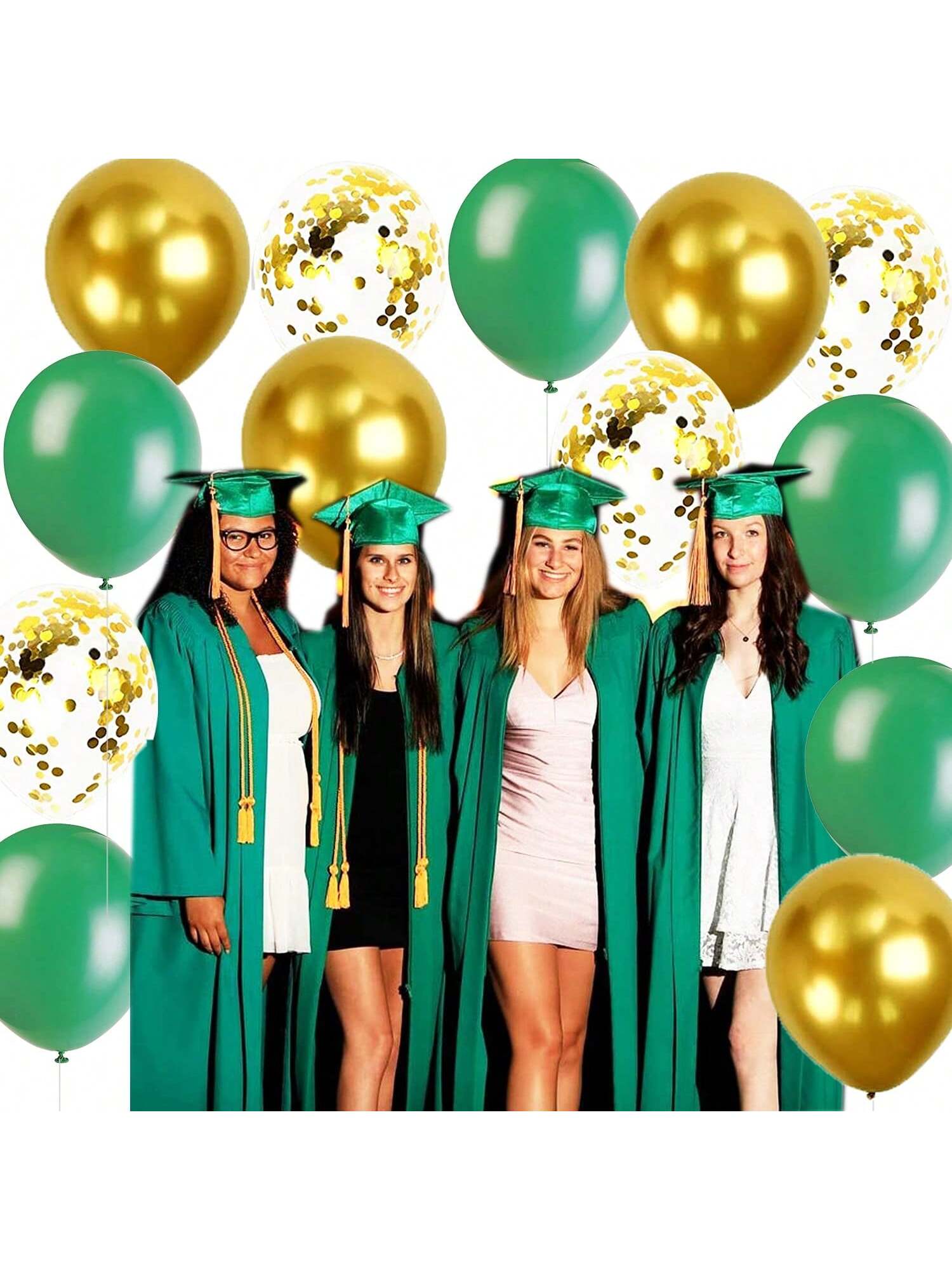 Graduation Party Decorations 45pcs Green & Gold Balloons for Graduation & Birthday