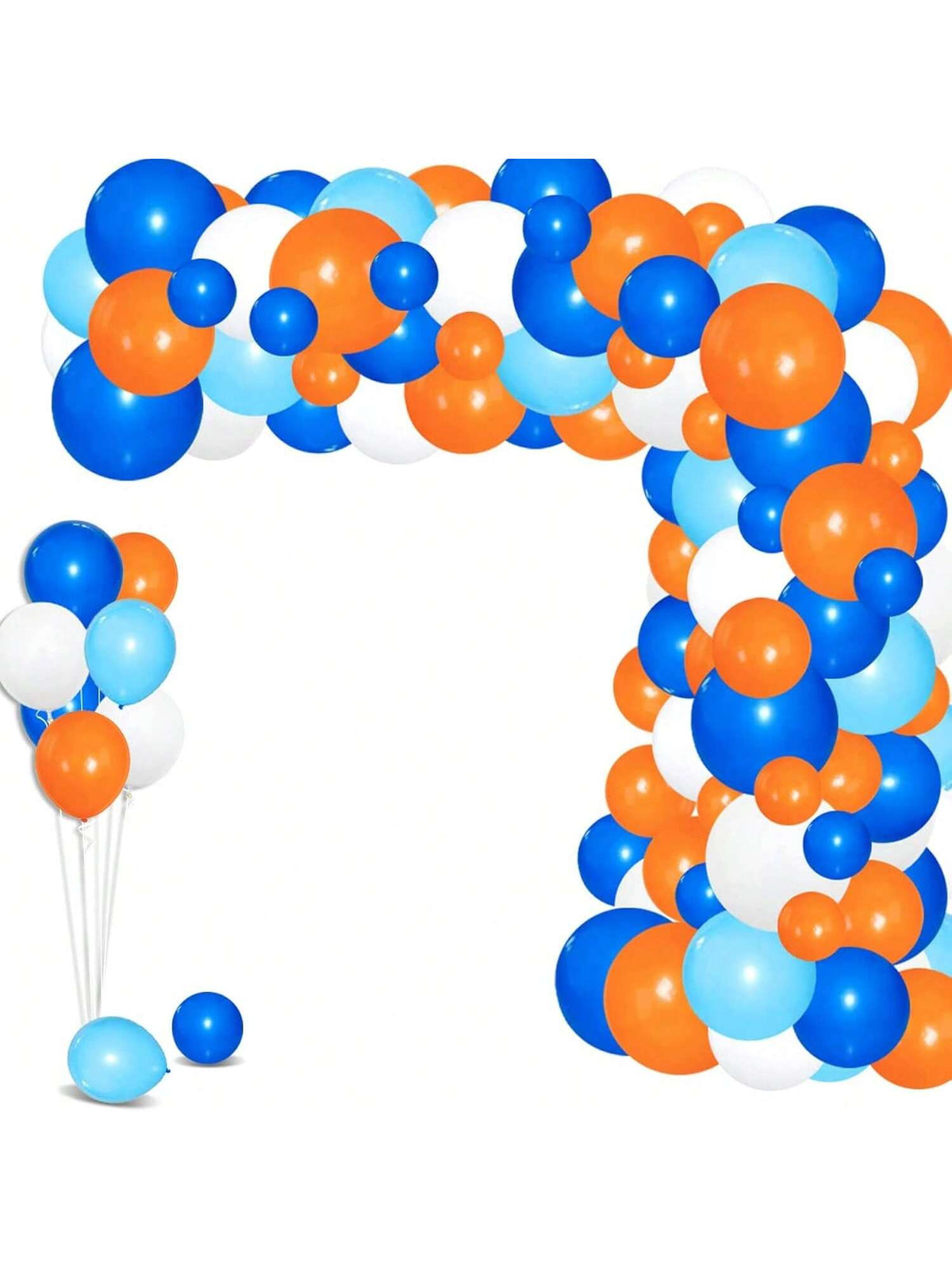 122PCS Blue, Orange & White Balloon Arch Kit for Parties & Celebrations
