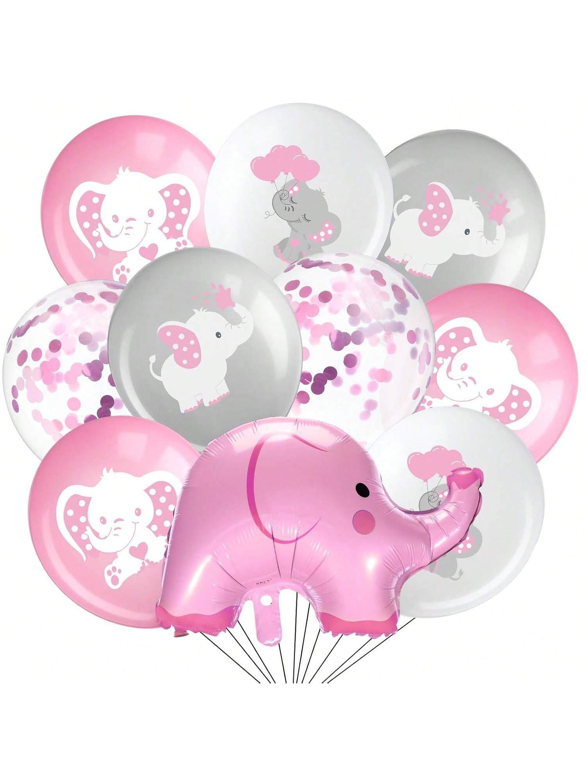 45pcs 12in Elephant Balloons for Baby Shower Gender Reveal & Party Decor