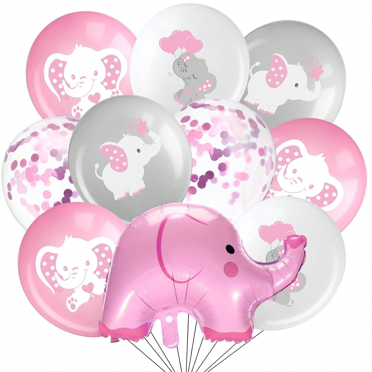 45pcs 12in Elephant Balloons for Baby Shower Gender Reveal & Party Decor