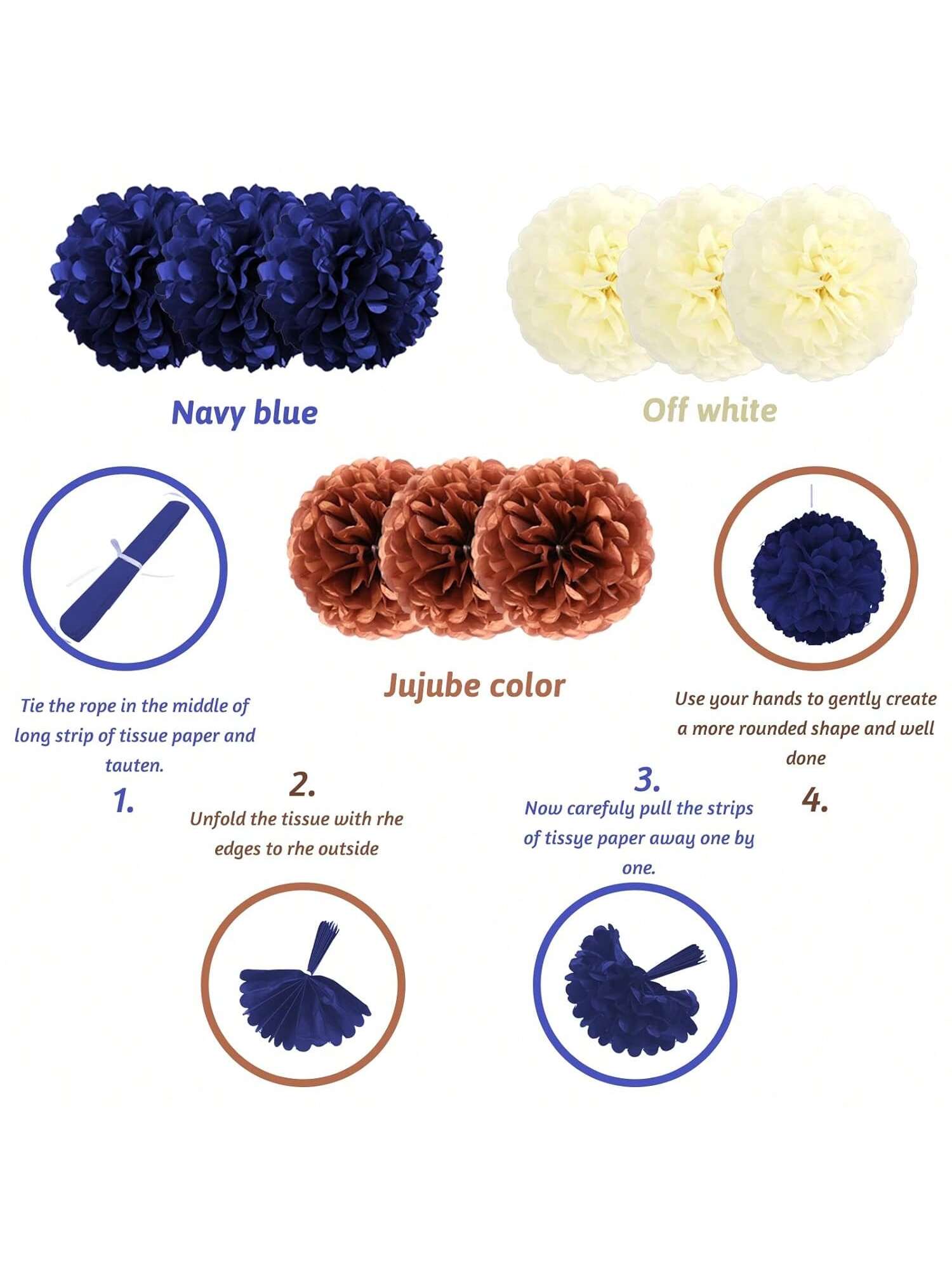 Navy Blue Rose Gold Birthday Decorations with Banner Pompoms and Balloons