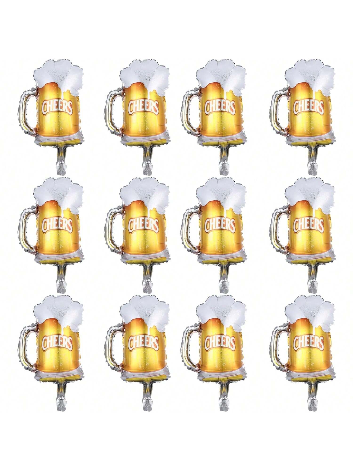 12PCS Beer Cup Foil Balloons for Summer Festival Wedding Birthday Party Decor