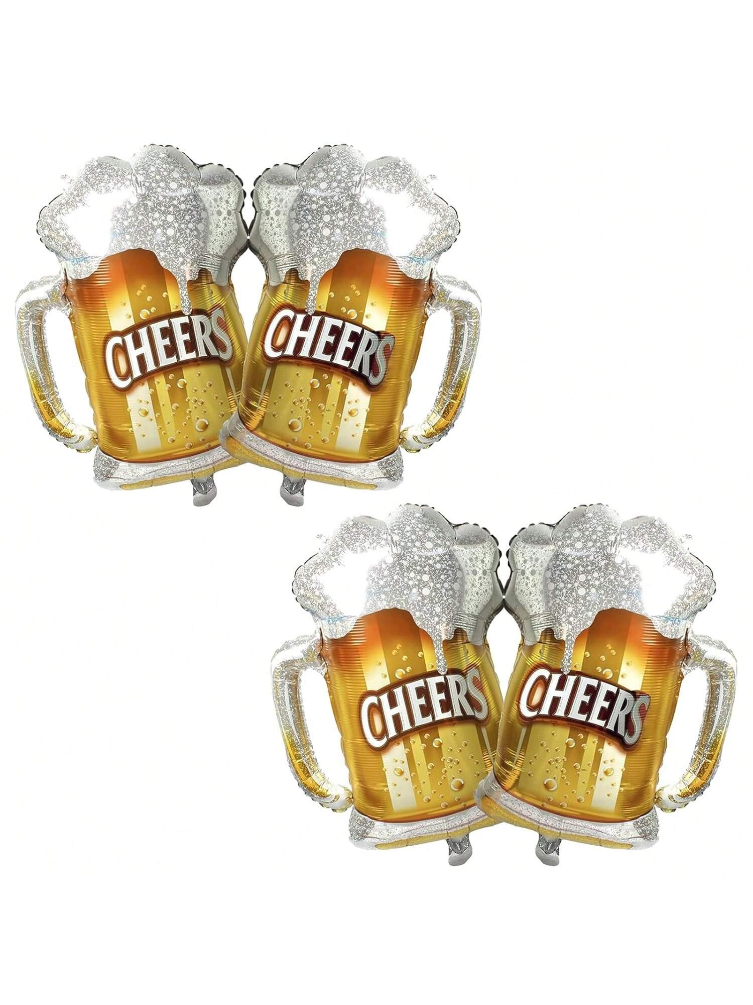 4pcs Beer Mug Foil Balloons for Summer Party Birthday Festival Wedding Decor