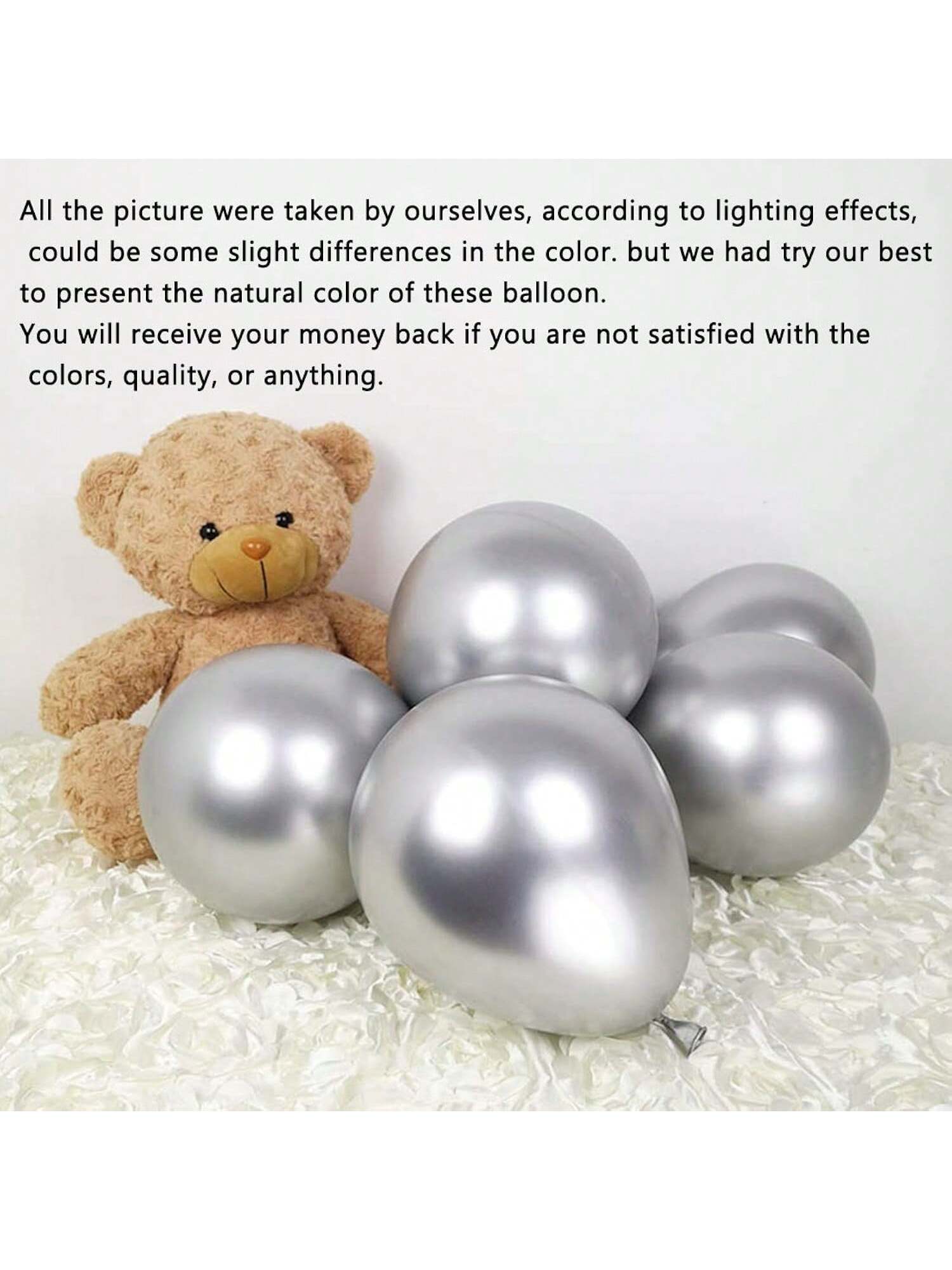 50PCS 12" Metallic Chrome Latex Balloons in Gold & Silver for Parties