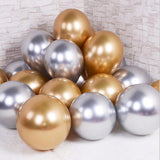 50PCS 12" Metallic Chrome Latex Balloons in Gold & Silver for Parties