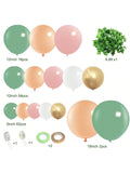 148pcs Sage Olive Green Peach Balloon Garland Kit with Ivy for Jungle & Birthday Party