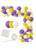 Purple And Yellow White Balloon Garland Arch Kit - 122Pcs Yellow Purple White Balloons For Purple Birthday Wedding Anniversary Bridal Shower Retirement Basketball Party Decoration-