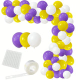 Purple And Yellow White Balloon Garland Arch Kit - 122Pcs Yellow Purple White Balloons For Purple Birthday Wedding Anniversary Bridal Shower Retirement Basketball Party Decoration-