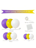 Purple And Yellow White Balloon Garland Arch Kit - 122Pcs Yellow Purple White Balloons For Purple Birthday Wedding Anniversary Bridal Shower Retirement Basketball Party Decoration-