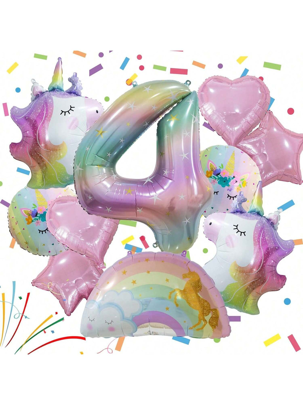 Unicorn Balloons for Birthday & Party Decorations with Heart Star Rainbow Balloons