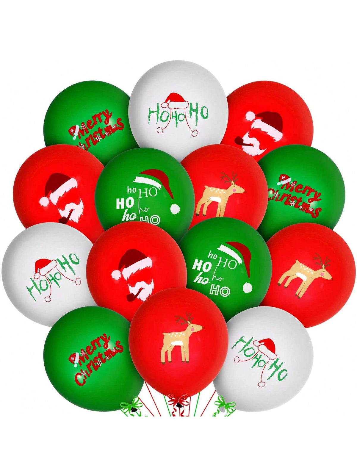 50PCS Reindeer Christmas Latex Balloons Red & Green 12 Inch Party Decor