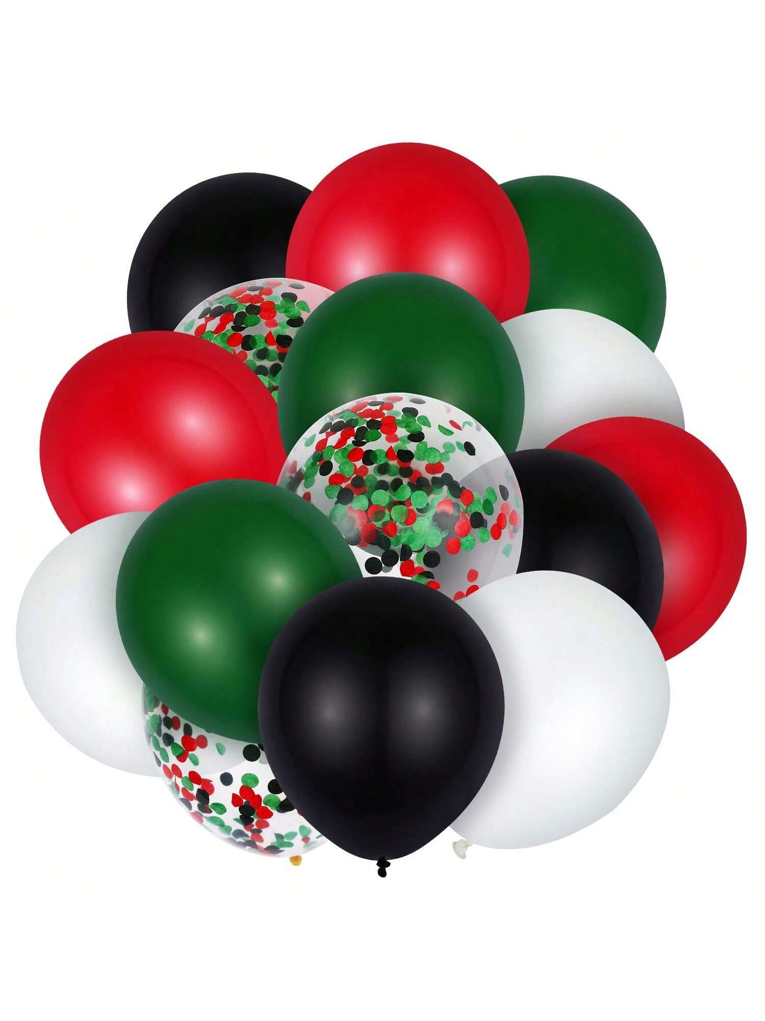 60pcs Red Black Green Balloons 12" with White Green Confetti for Forest Party