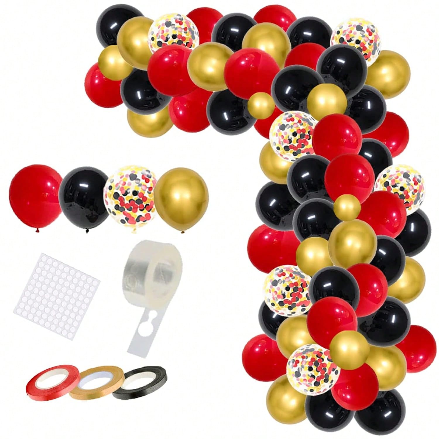 Red Black Gold Balloon Arch Kit 121pcs for Party Casino Movie Night & Wedding