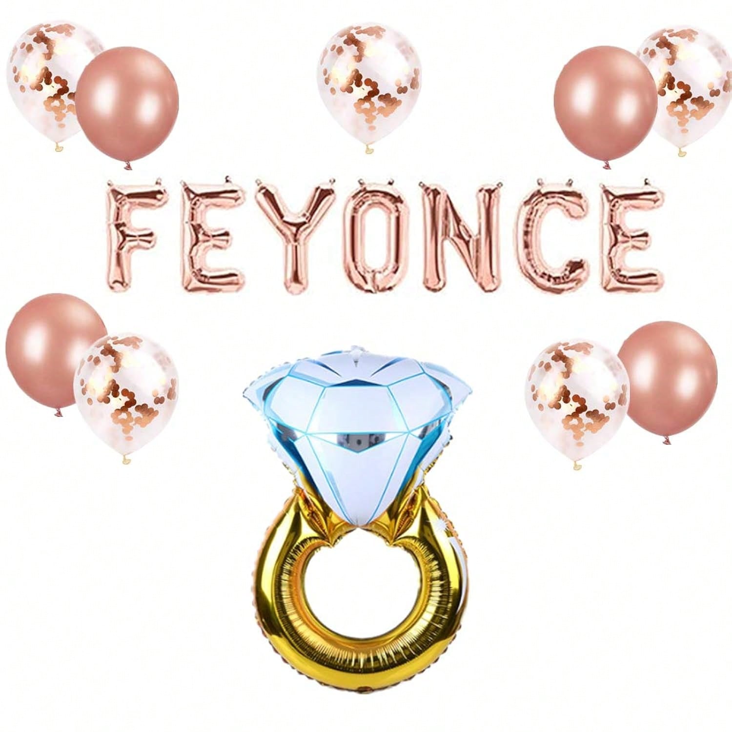 12pcs Rose Gold Feyonce Balloons for Bachelorette & Engagement Party Decor