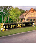 Black and Gold 30th Birthday Banner and Yard Signs for Indoor Outdoor Parties