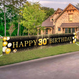 Black and Gold 30th Birthday Banner and Yard Signs for Indoor Outdoor Parties