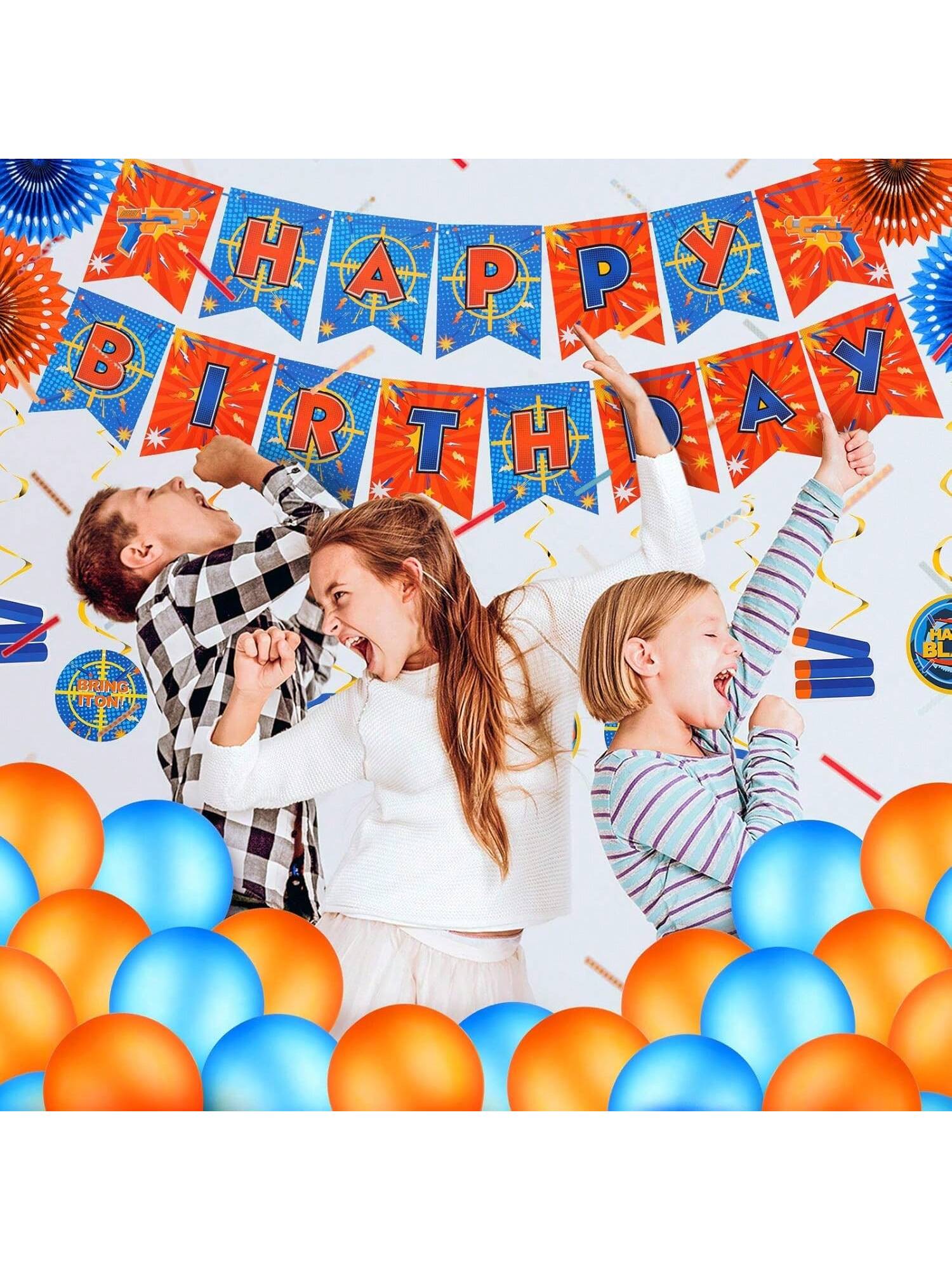 30PCS Dart Party Decorations Gun Theme Birthday Paper Fans & 3D Centerpieces