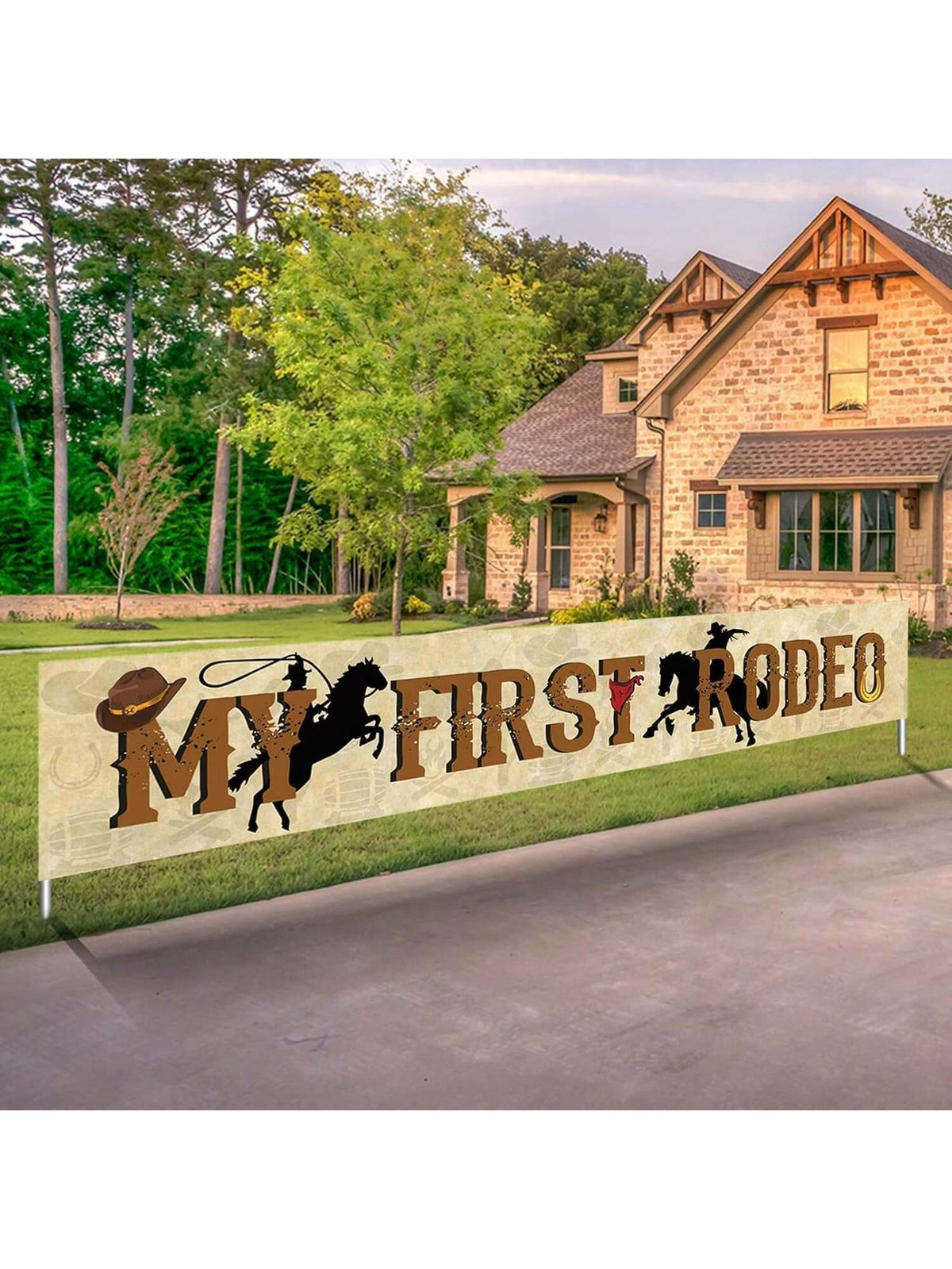 My First Rodeo Banner Western Cow Theme for 1st Birthday Party Decor