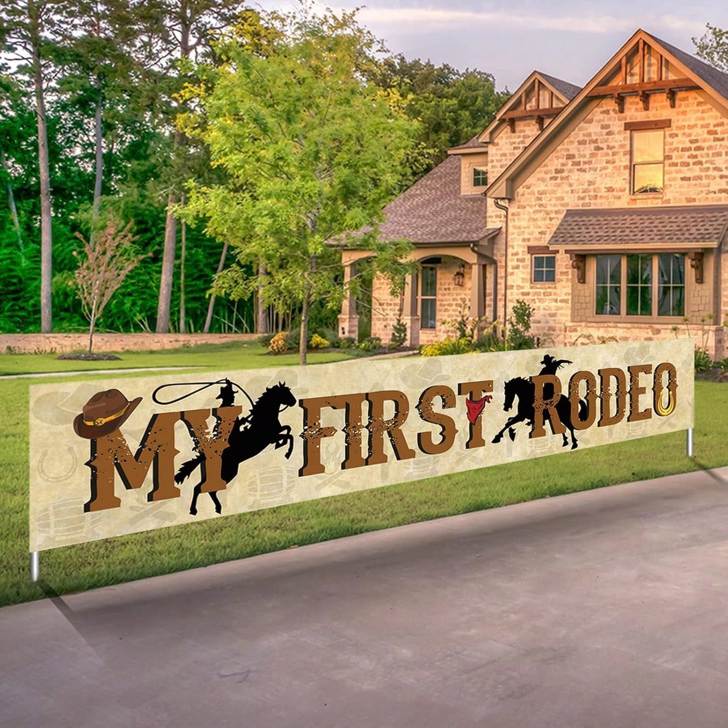 My First Rodeo Banner Western Cow Theme for 1st Birthday Party Decor