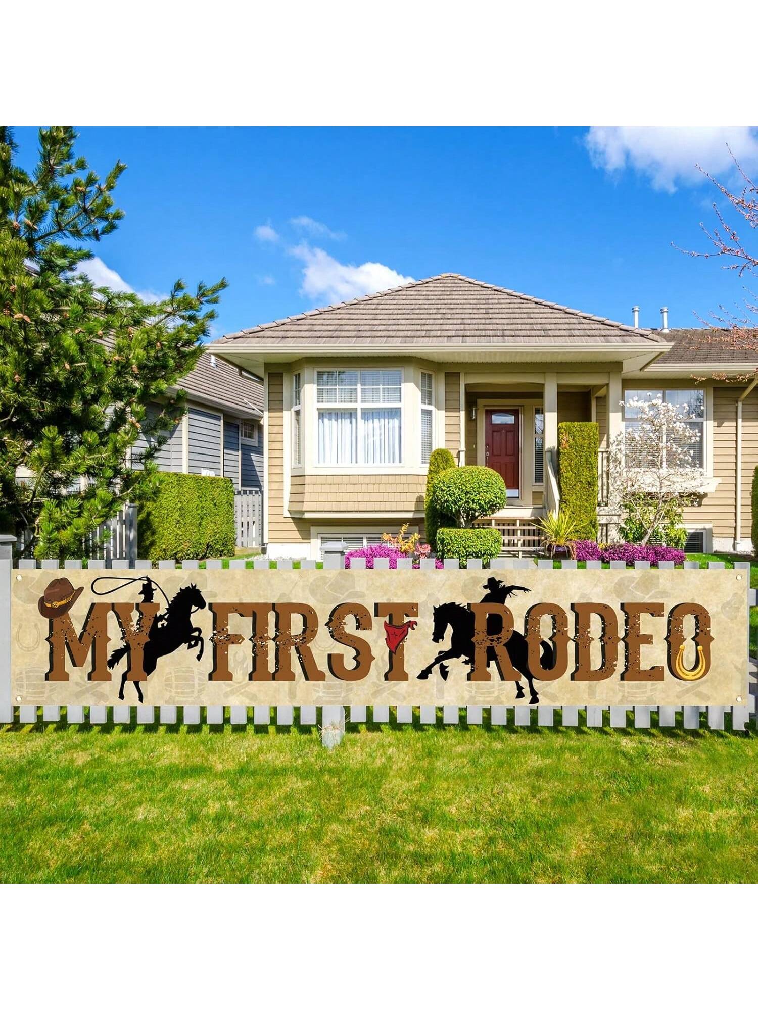 My First Rodeo Banner Western Cow Theme for 1st Birthday Party Decor