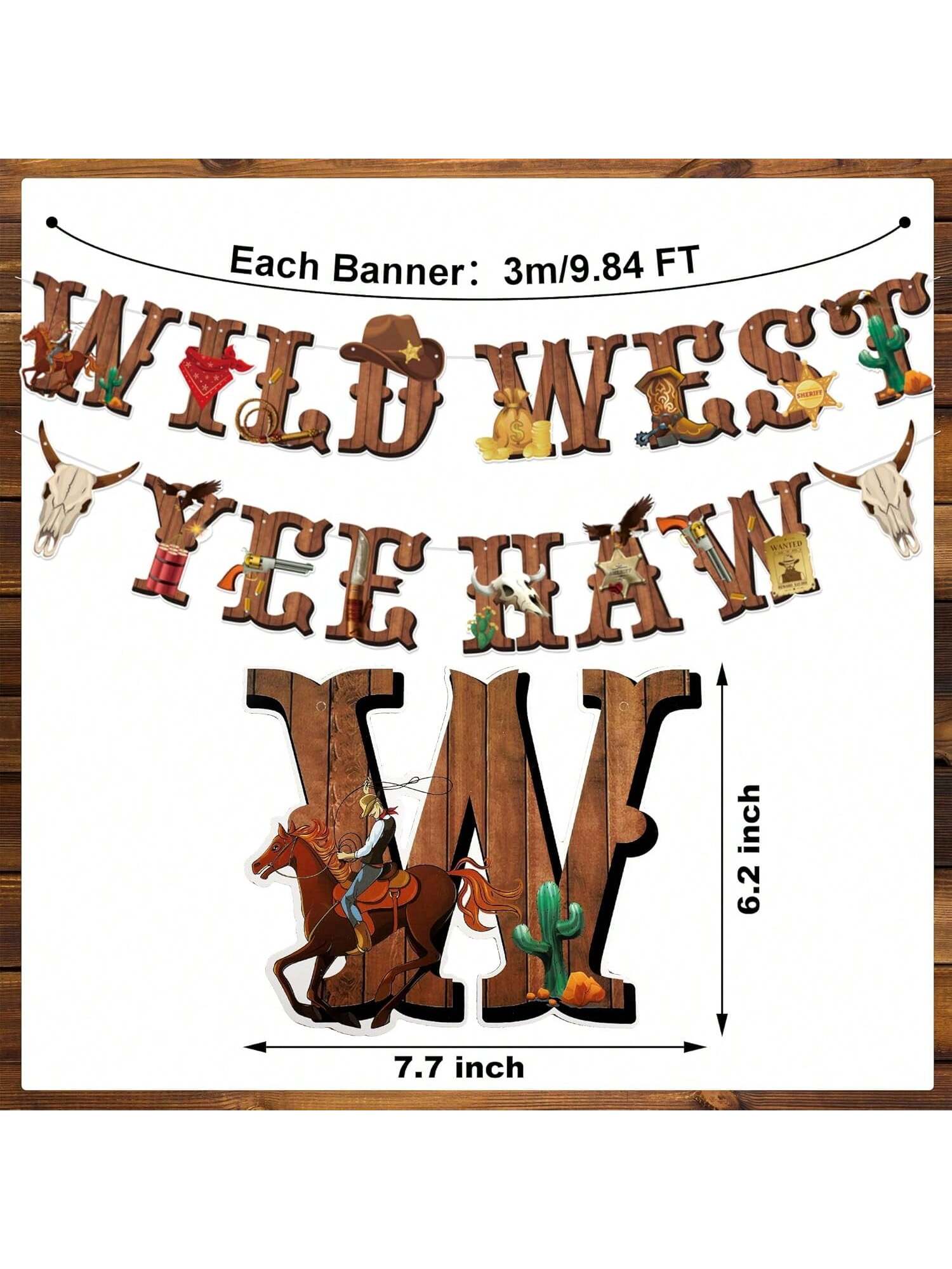 26pcs Western Party Decorations with Banners Swirls and Streamers