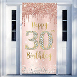 Happy 30th Birthday Door Banner Pink Rose Gold Party Decor