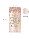 Happy 30th Birthday Door Banner Pink Rose Gold Party Decor