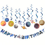 11pcs Solar System Hanging Decorations with Banner and Swirls for Kids Party