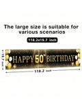 50th Birthday Decorations Black and Gold Banner Yard Signs for Indoor and Outdoor Parties