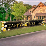 50th Birthday Decorations Black and Gold Banner Yard Signs for Indoor and Outdoor Parties