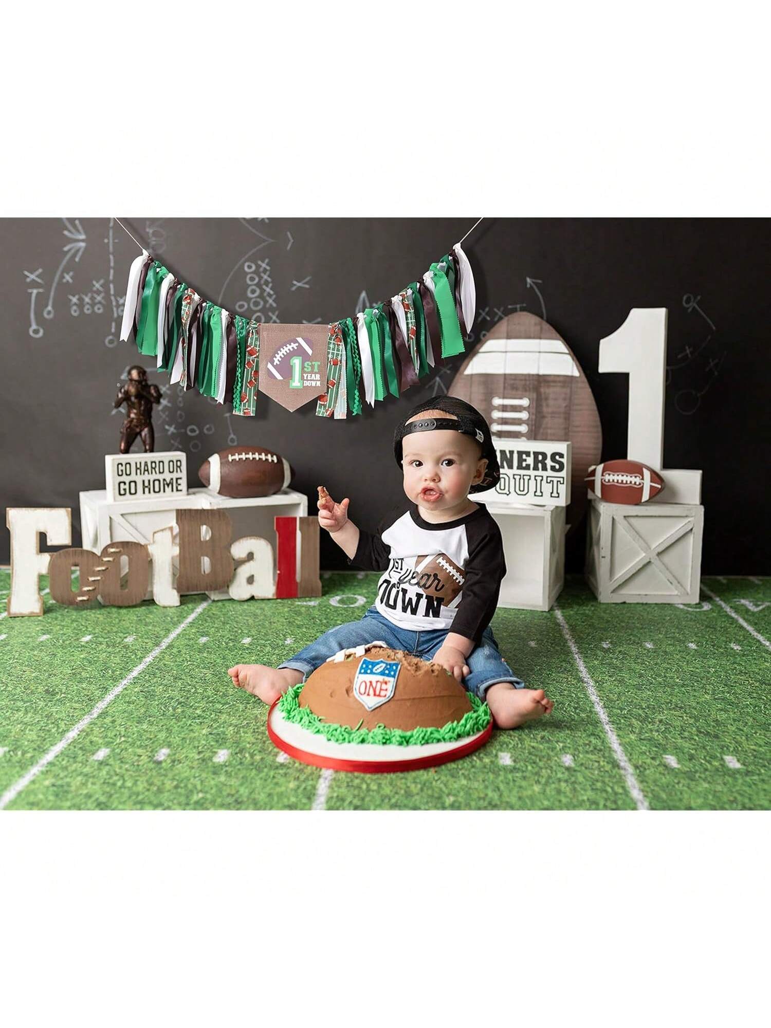 Football 1st Birthday High Chair Banner Party Decor