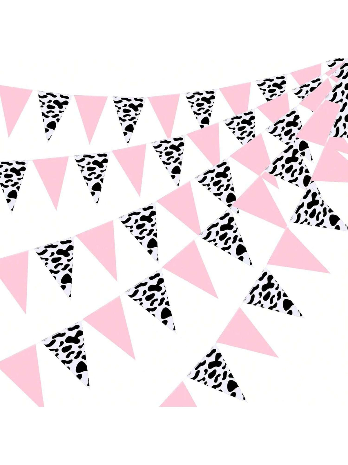 5pcs Cow Print Pennant Banner for Western Cow Birthday & Party Decorations