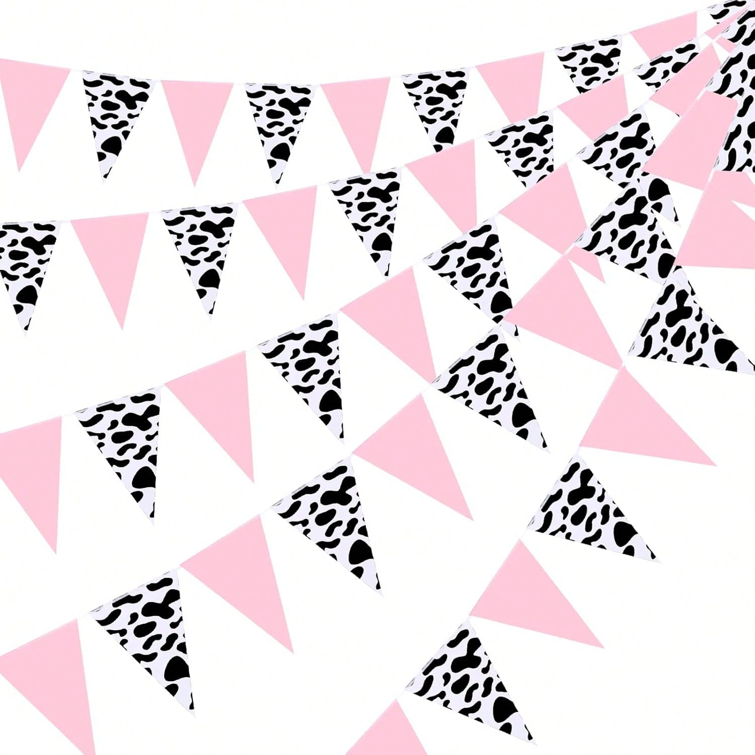 5pcs Cow Print Pennant Banner for Western Cow Birthday & Party Decorations