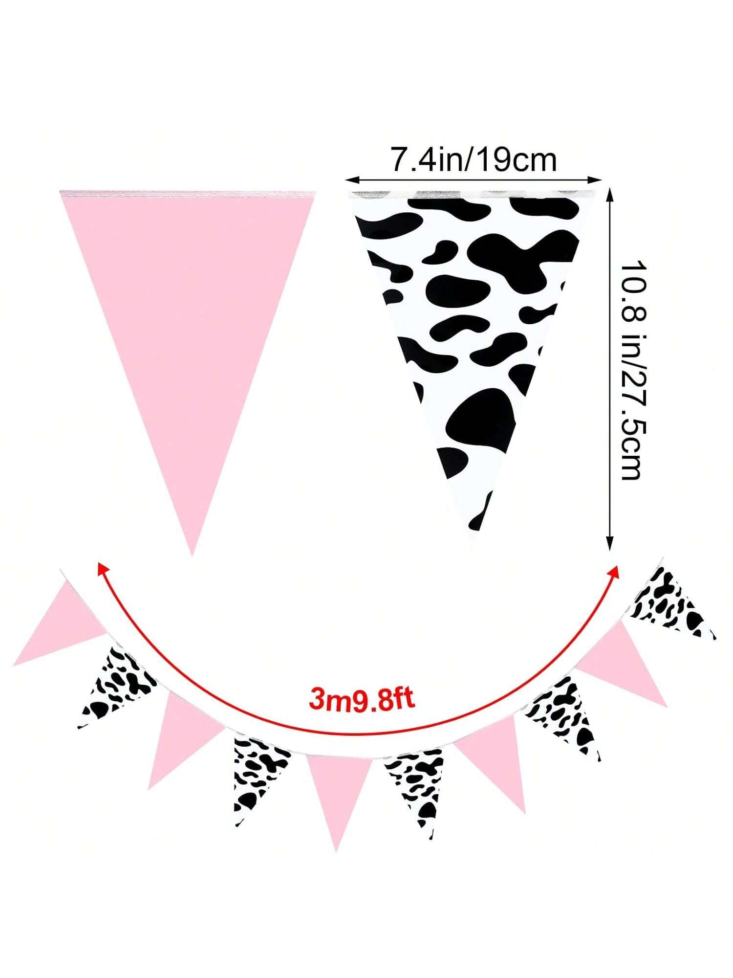 5pcs Cow Print Pennant Banner for Western Cow Birthday & Party Decorations