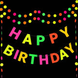 Black Light Neon Happy Birthday Banner UV Glow Party Decoration