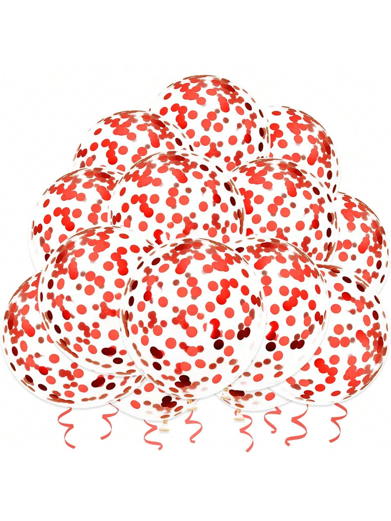 25 Pc 12 Inch Red Confetti Latex Balloons for Birthday Graduation and Party Decor