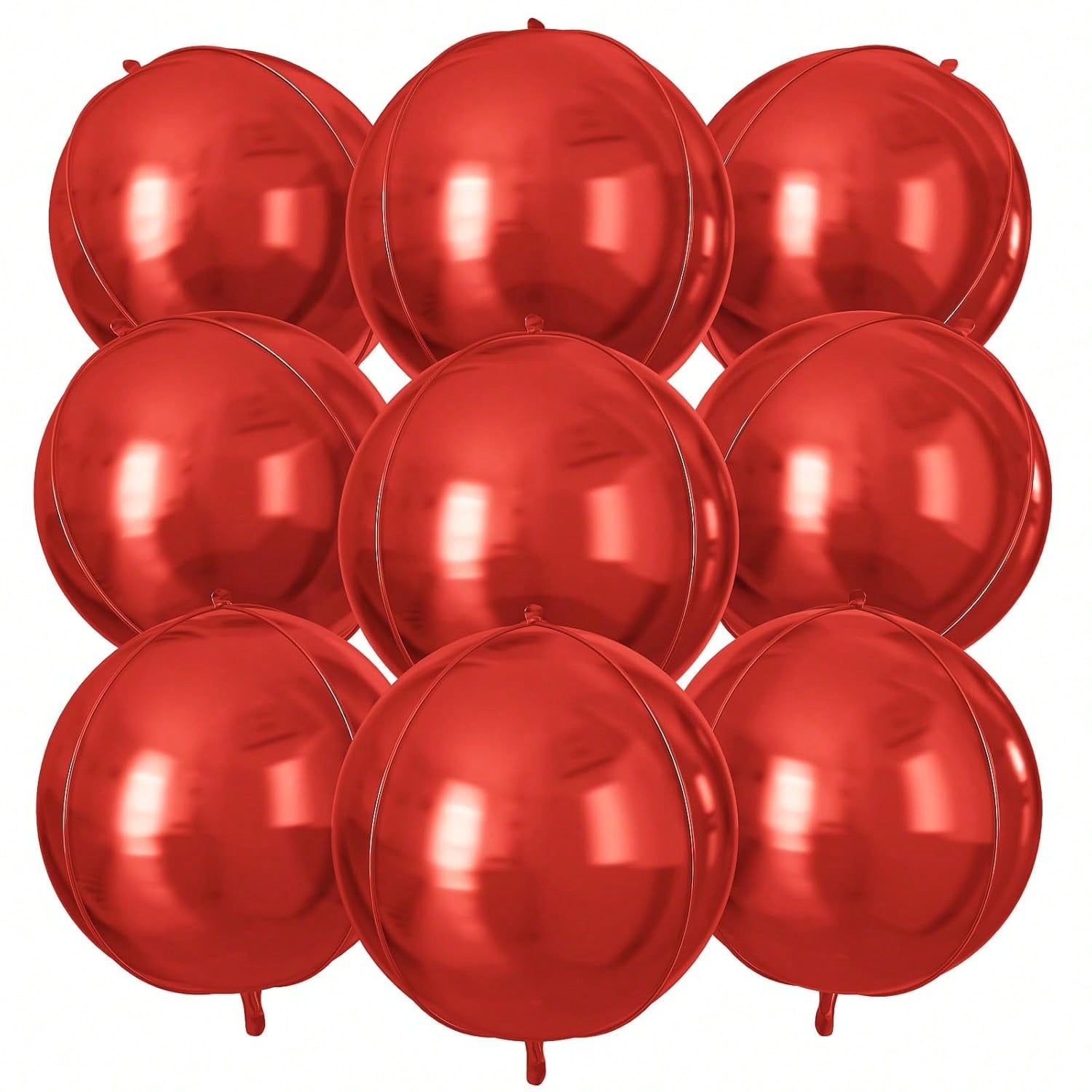 9pcs Red 22in Giant 4D Round Foil Balloons for Weddings & Parties