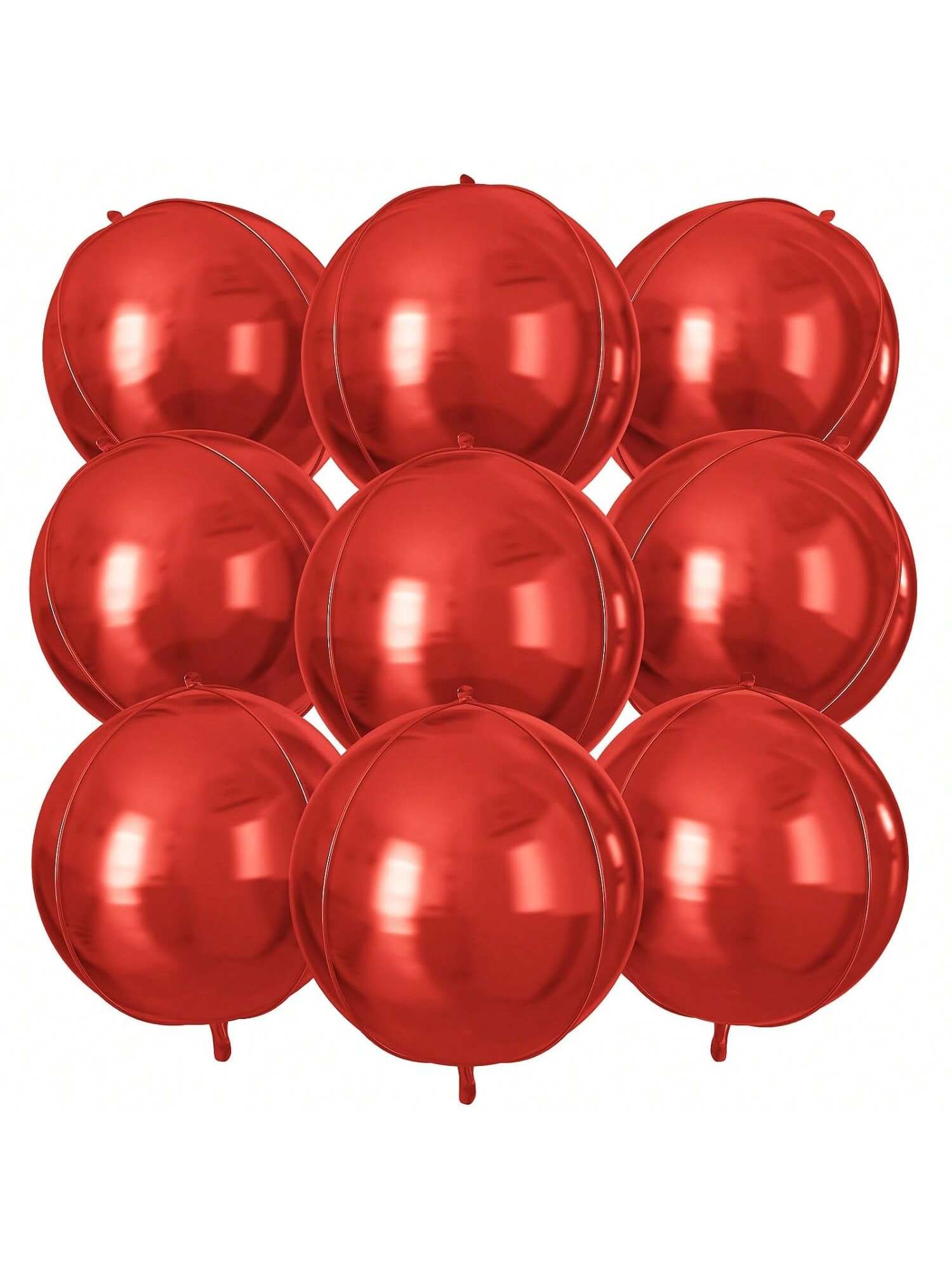 9pcs Red 22in Giant 4D Round Foil Balloons for Weddings & Parties