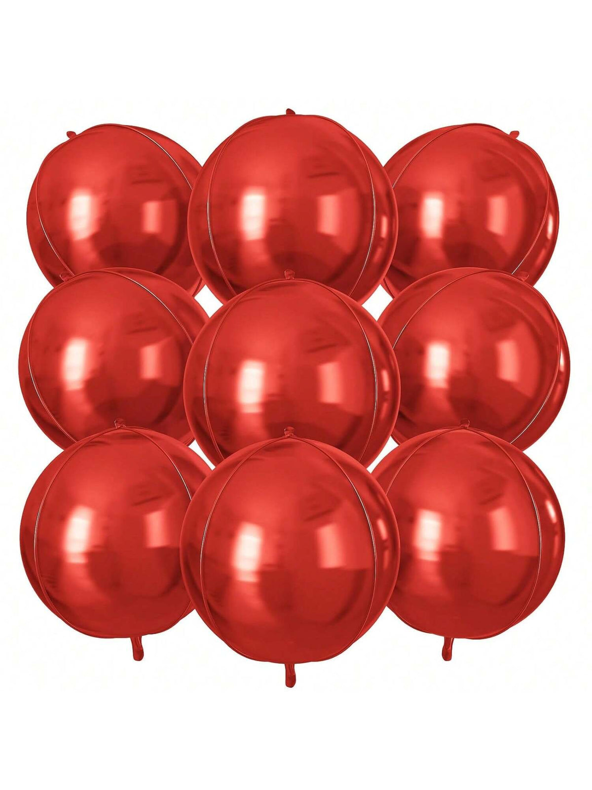 9pcs Red 22in Giant 4D Round Foil Balloons for Weddings & Parties