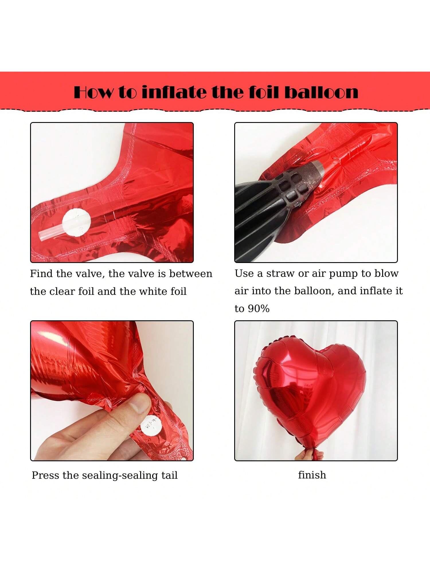 3D Red Happy Birthday Balloon Set with Stars, Hearts & Swirls Decor