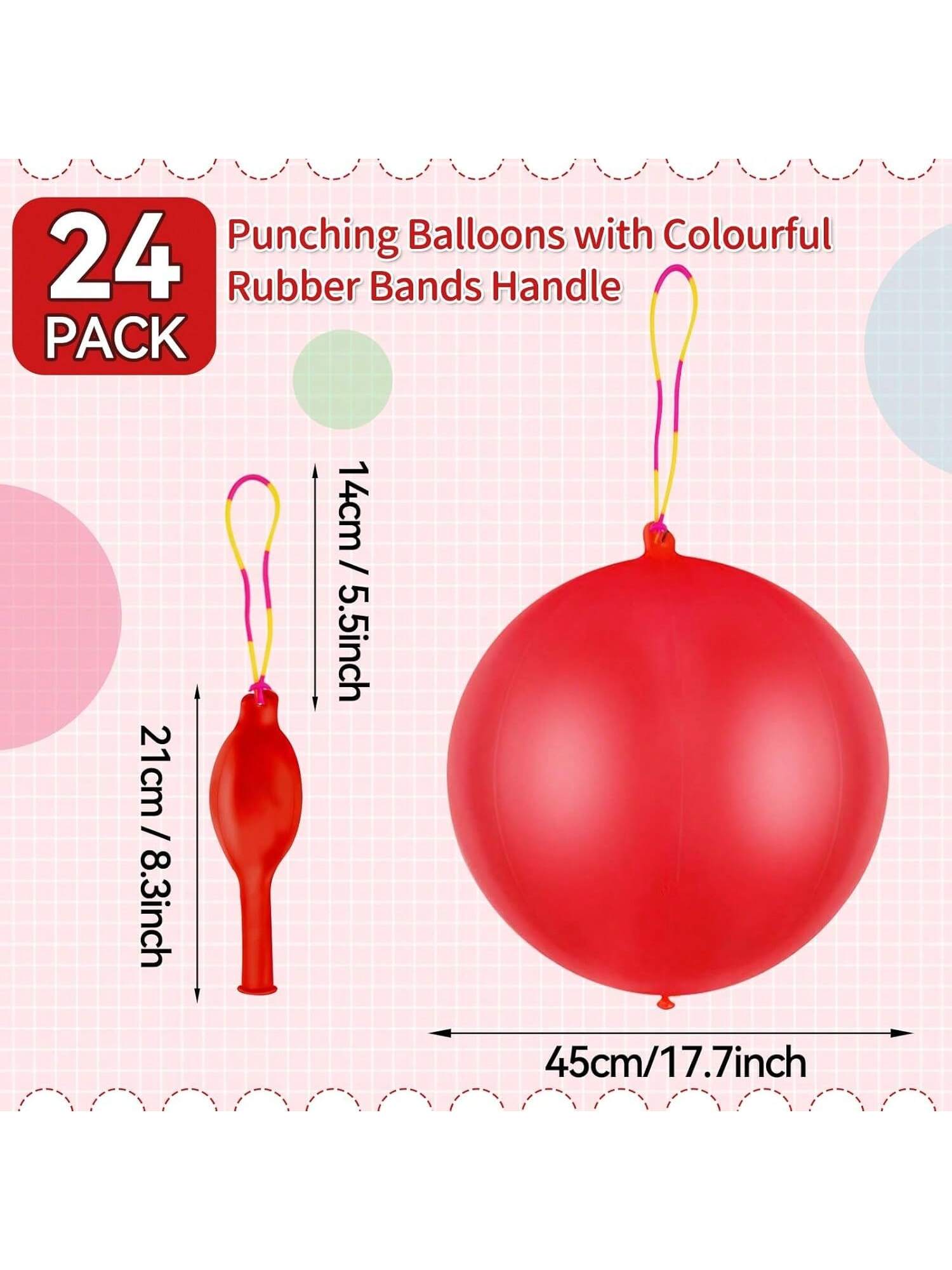24 Red Punch Balloons with Handles for Kids Birthday Party Favors & Games