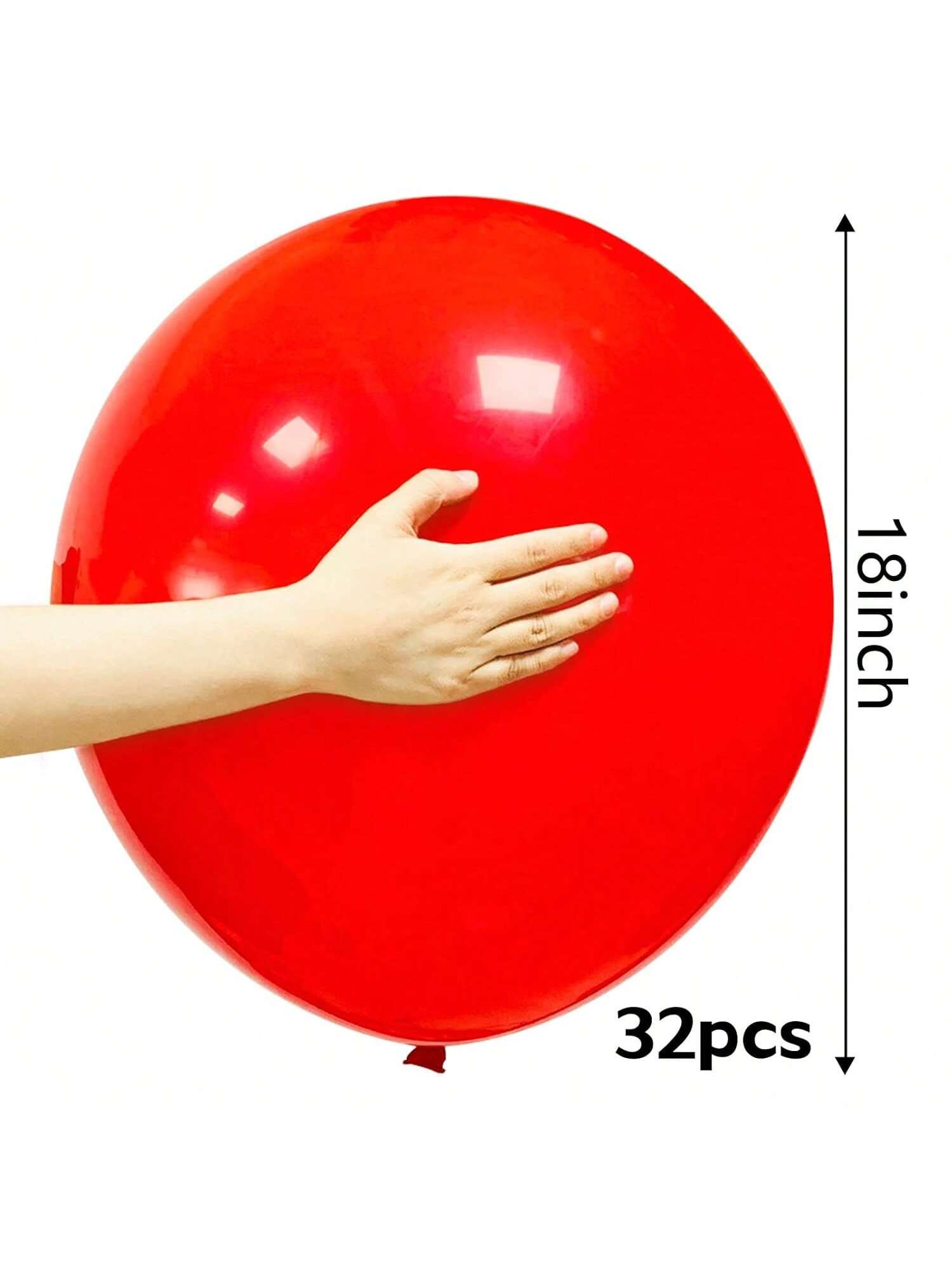 32PCS 18" Red Round Latex Balloons for Birthdays Weddings Party Decor