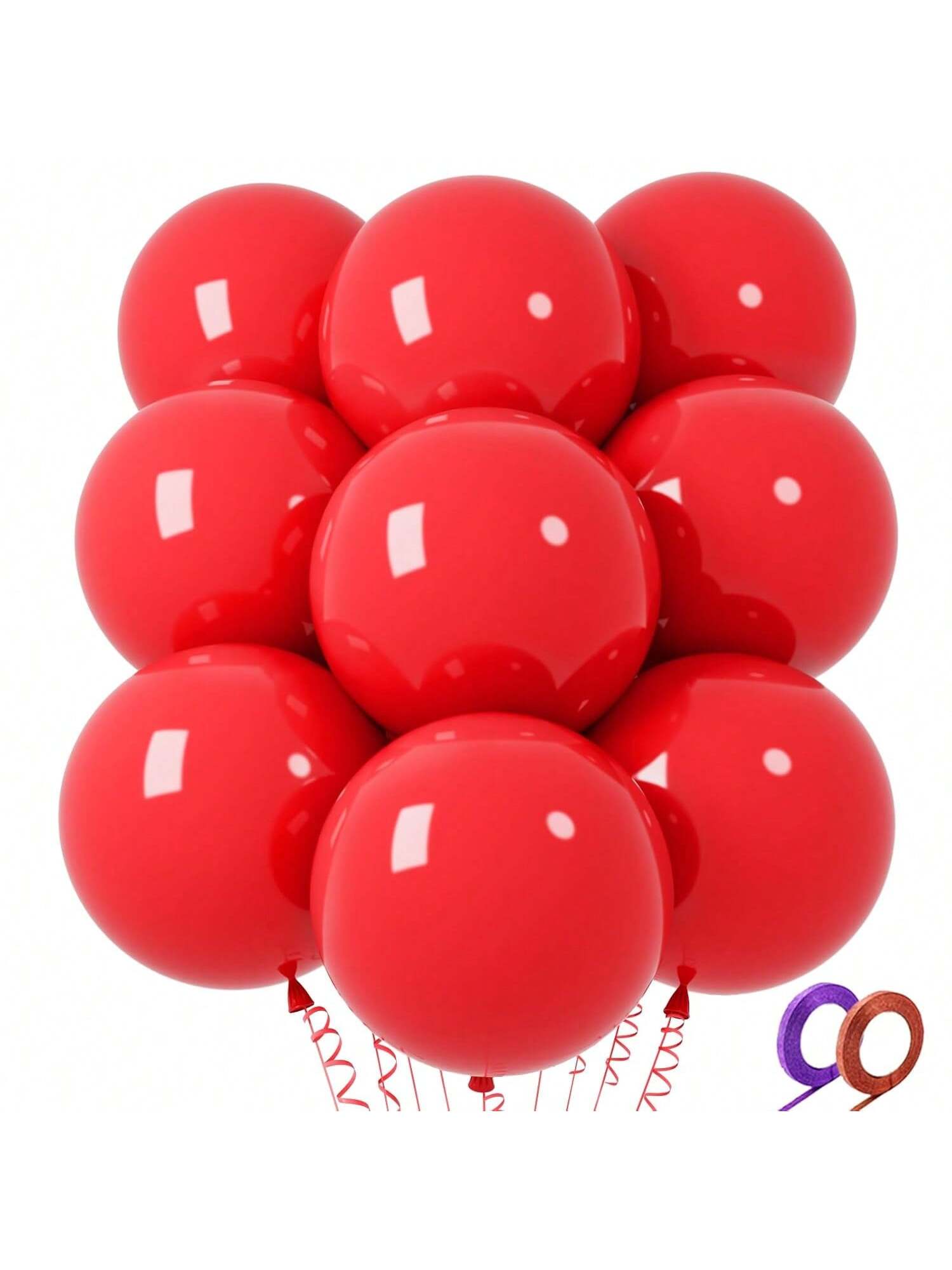 32PCS 18" Red Round Latex Balloons for Birthdays Weddings Party Decor
