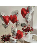 12PCS 18" Red & White Heart Foil Balloons Valentines Wedding Party Decor