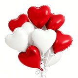 12PCS 18" Red & White Heart Foil Balloons Valentines Wedding Party Decor