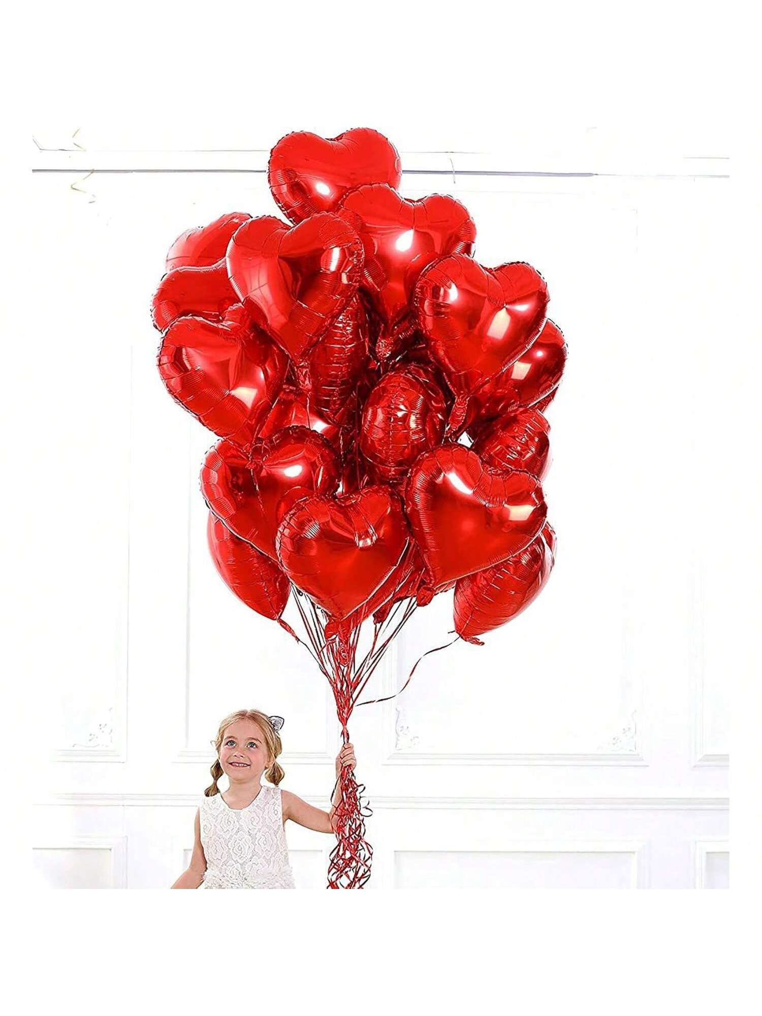 12PCS 18" Red & White Heart Foil Balloons Valentines Wedding Party Decor