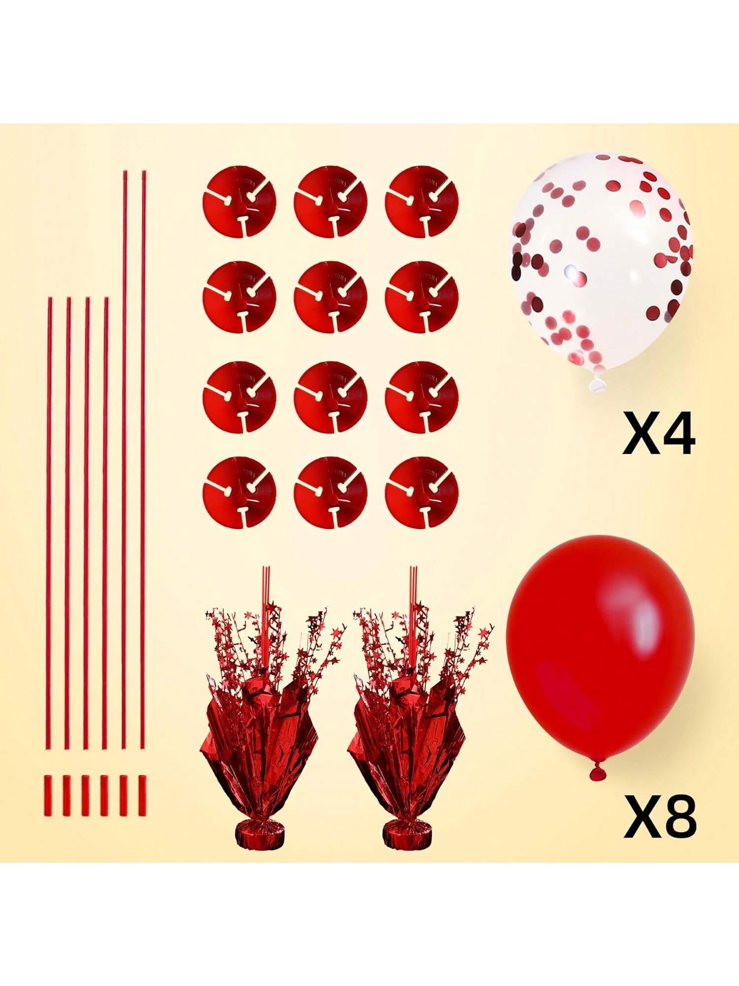 Red Balloon Centerpiece Set with Stands for Birthdays Weddings and Parties