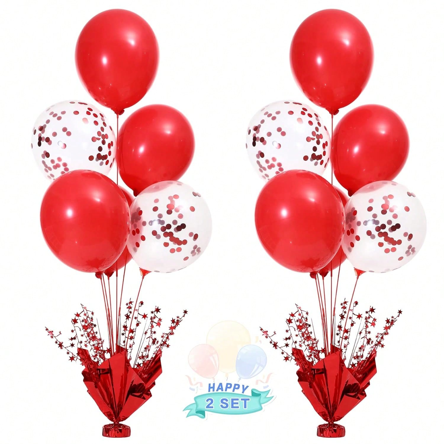 Red Balloon Centerpiece Set with Stands for Birthdays Weddings and Parties